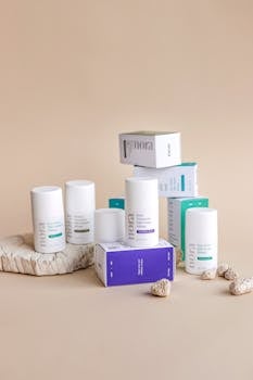 Elegant display of Nora skincare products on a minimalist background perfect for medical and beauty themes.