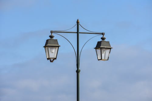 Black Street Light Under Blue Sky