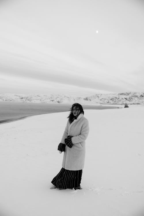 Foto d'estoc gratuïta de a l'aire lliure, abric de pell, blanc i negre