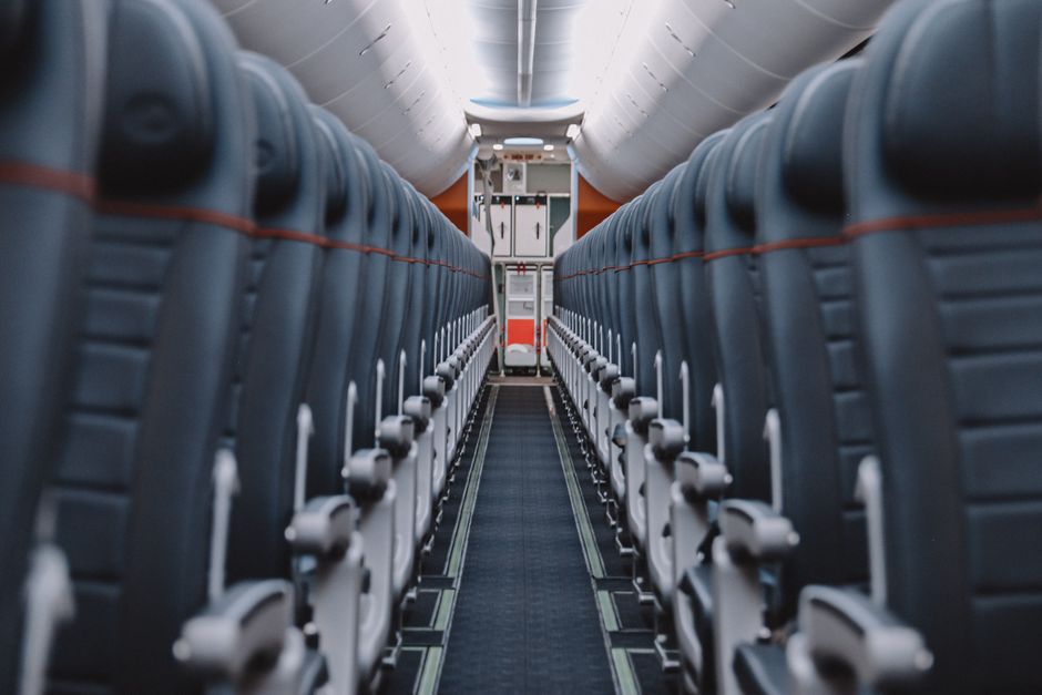 airplane cabin interior aisle seats