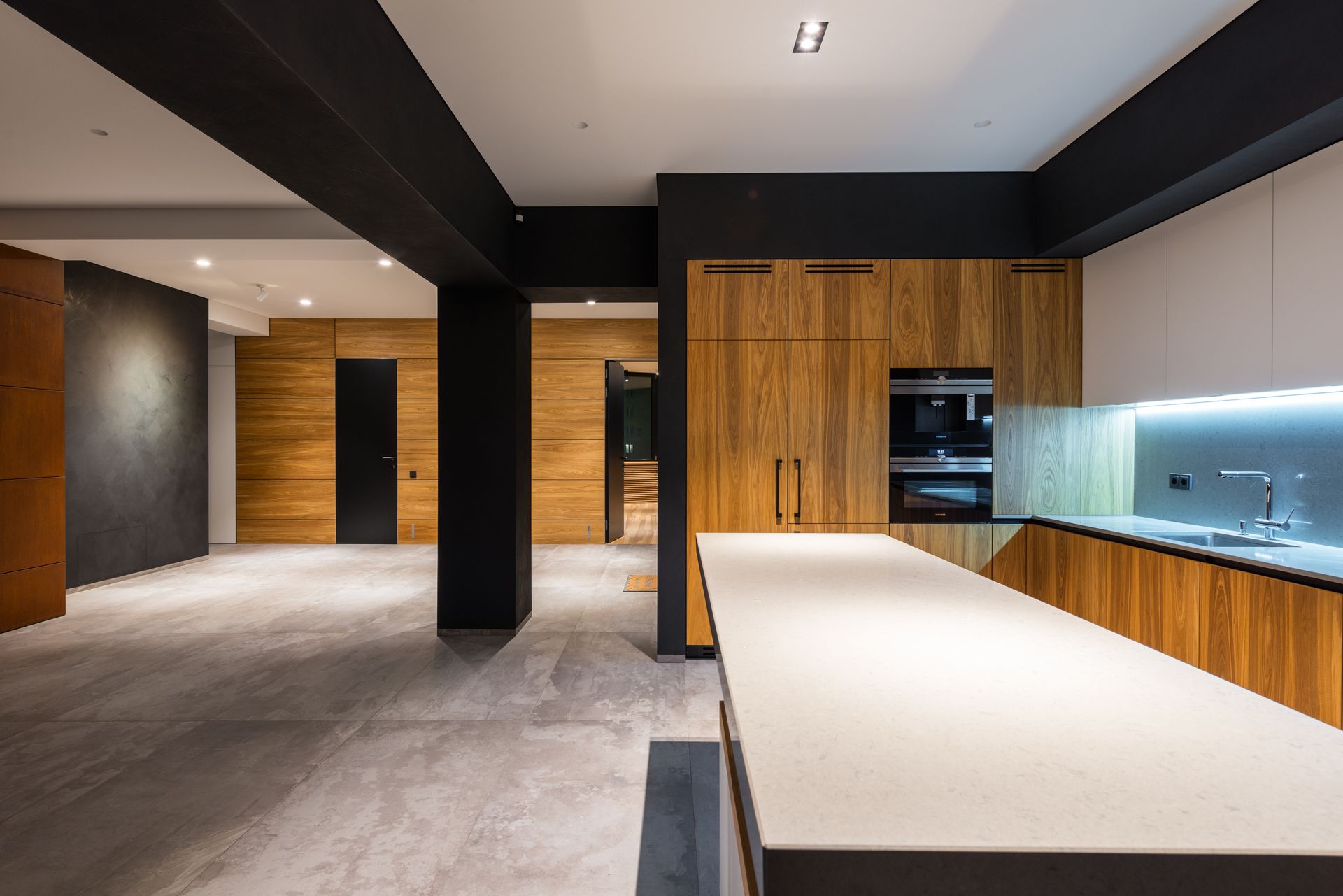 Creative design of kitchen and hall at home