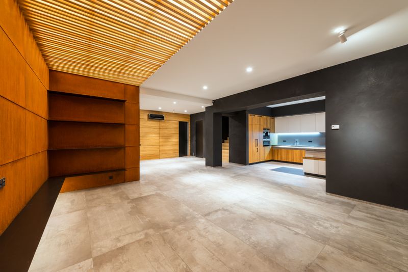 The Ellsworth Studio — bright modern interior with wooden accents and minimal design, Woodside CA 2023