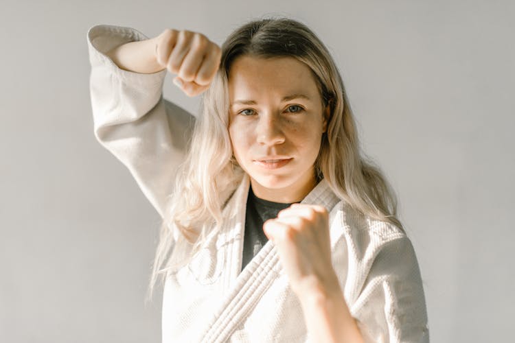 Woman In White Judo Uniform 