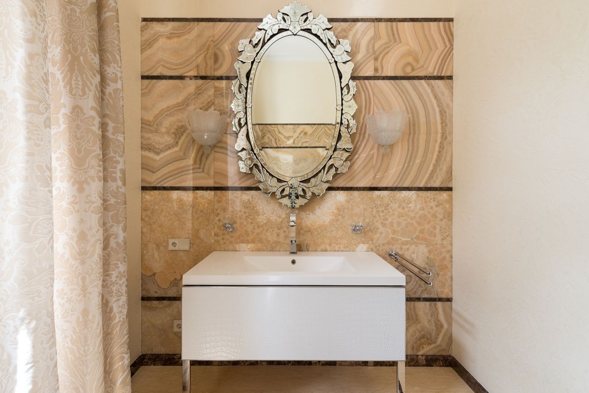 Bathroom with beige walls