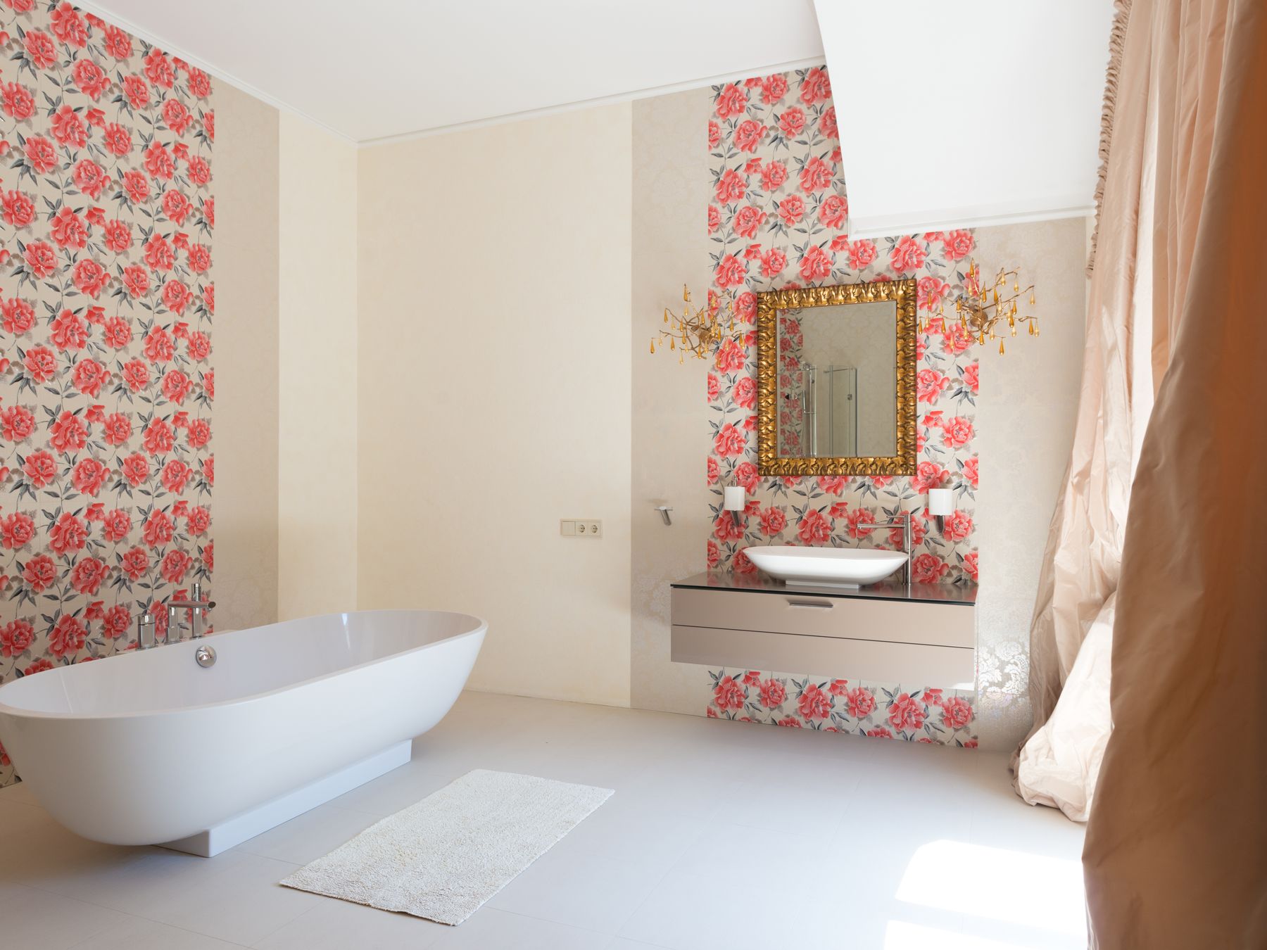 Wallpapering in West Hackney — clean edges cut in around trim and sockets