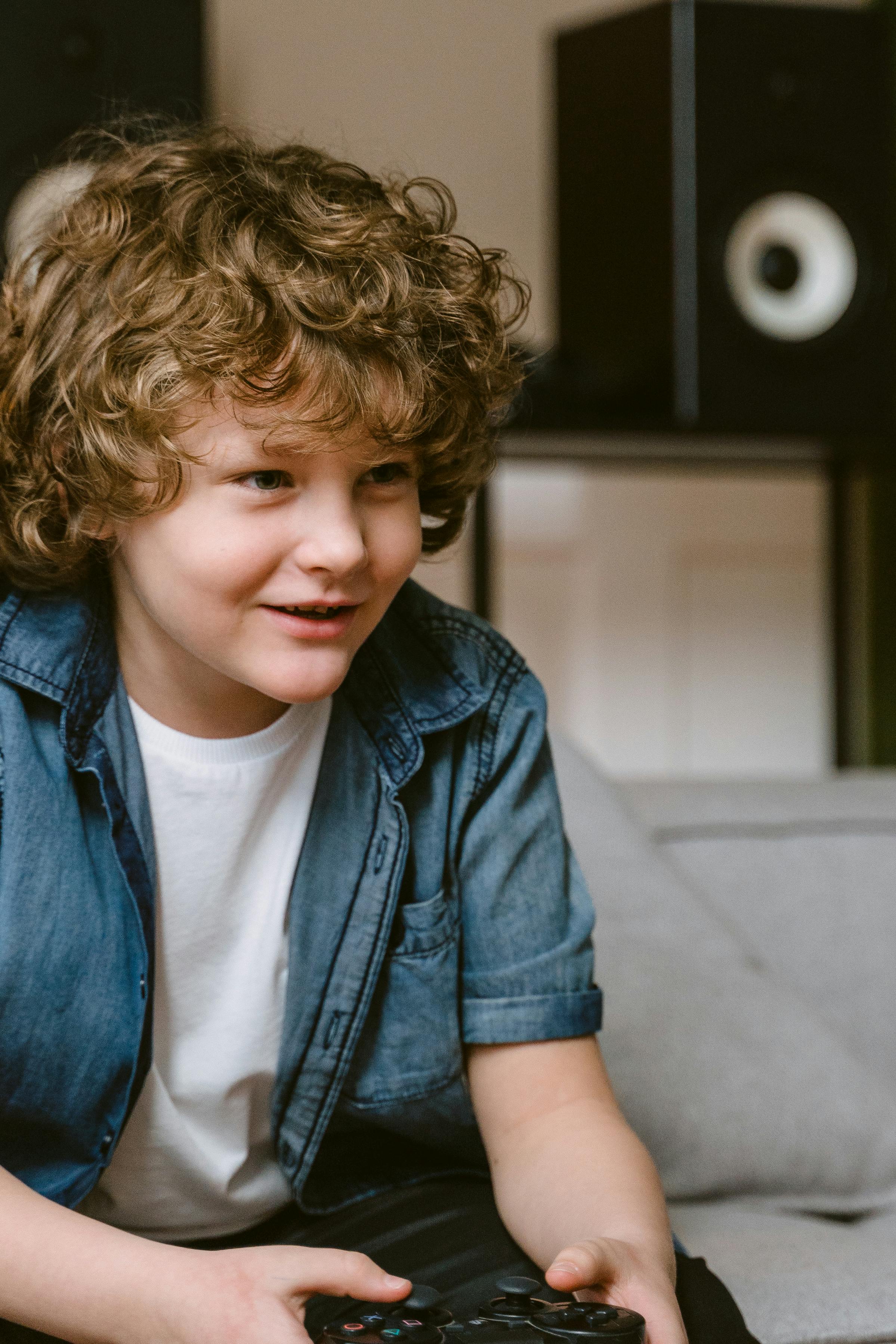 a boy playing a video game