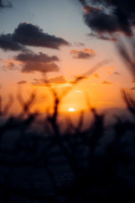 A beautiful sunset captured with vivid colors and dark silhouettes, creating a dramatic scene.