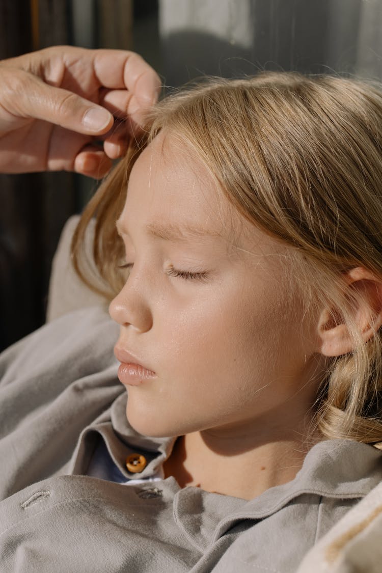 Face Of A Sleeping Girl In Close-up Shot