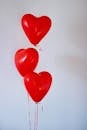 Three Red Heart Balloons