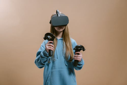 Close-Up Shot of a Woman Playing with Virtual Reality Headset