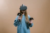 Close-Up Shot of a Woman Playing with Virtual Reality Headset