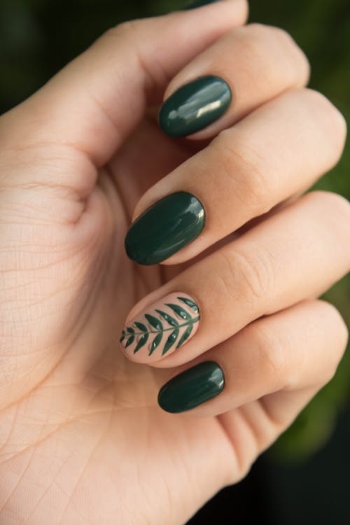 Groene Manicure Art Close Up Foto