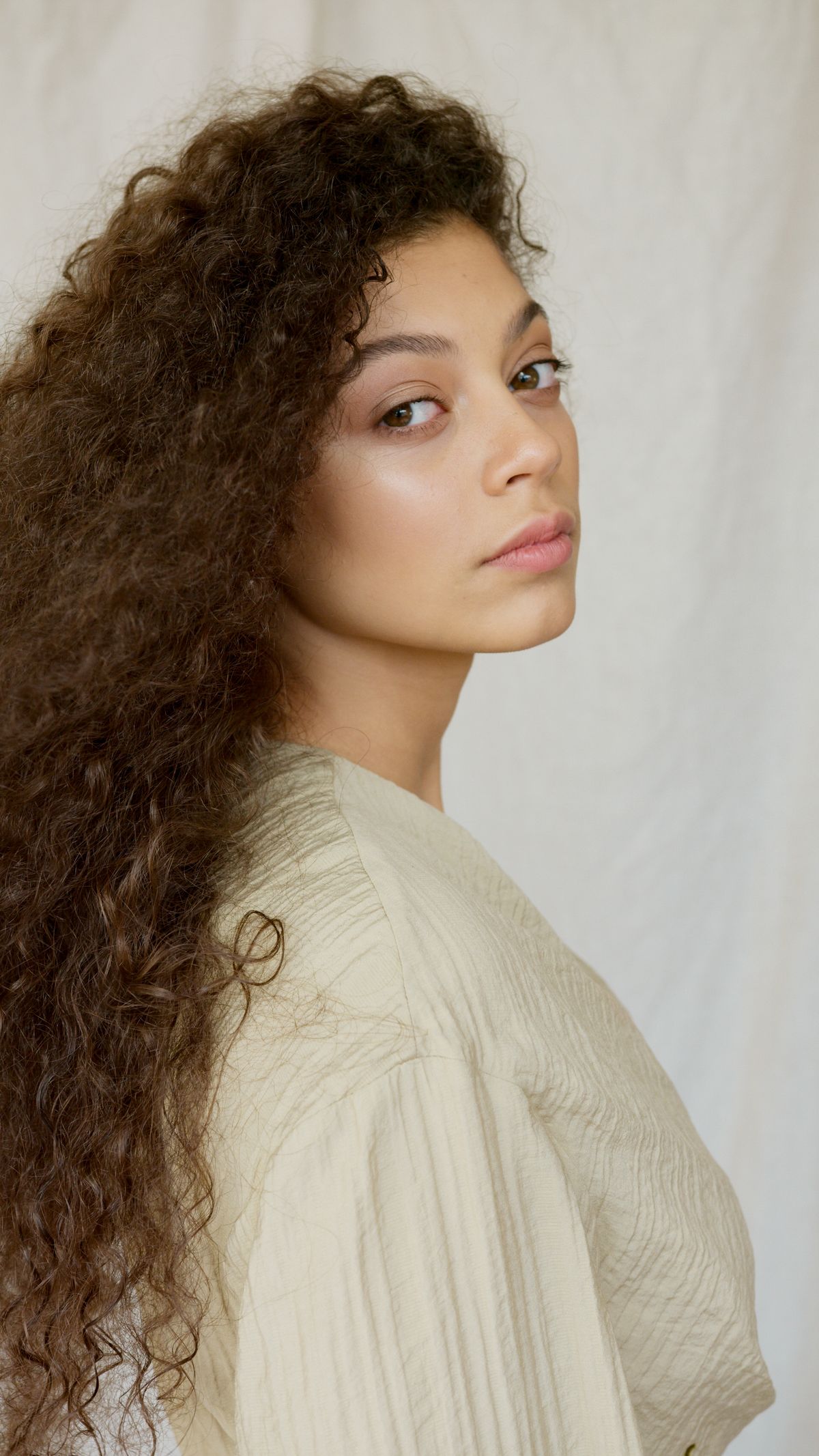 Editorial curly hair portrait