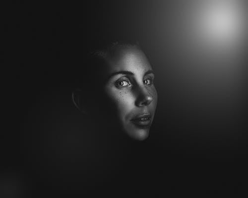 Grayscale Photo Of Woman