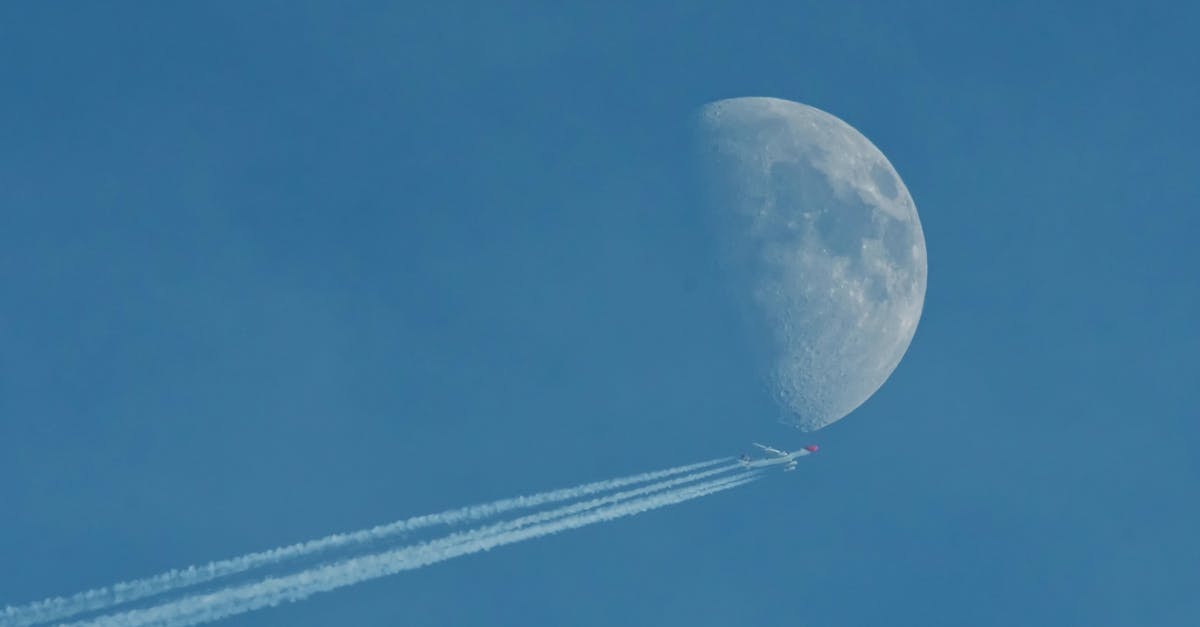 Free stock photo of airplane, half moon