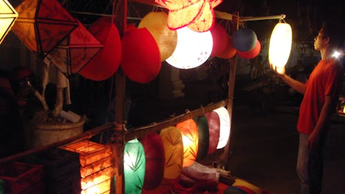 Free stock photo of lighting ball, night market