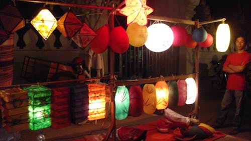 Free stock photo of lighting ball, night market