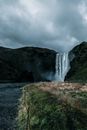 Waterfalls Near Green Grass Field Under White Cloudy Sky