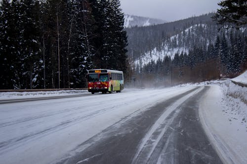  Bus on Snow Covered Road 