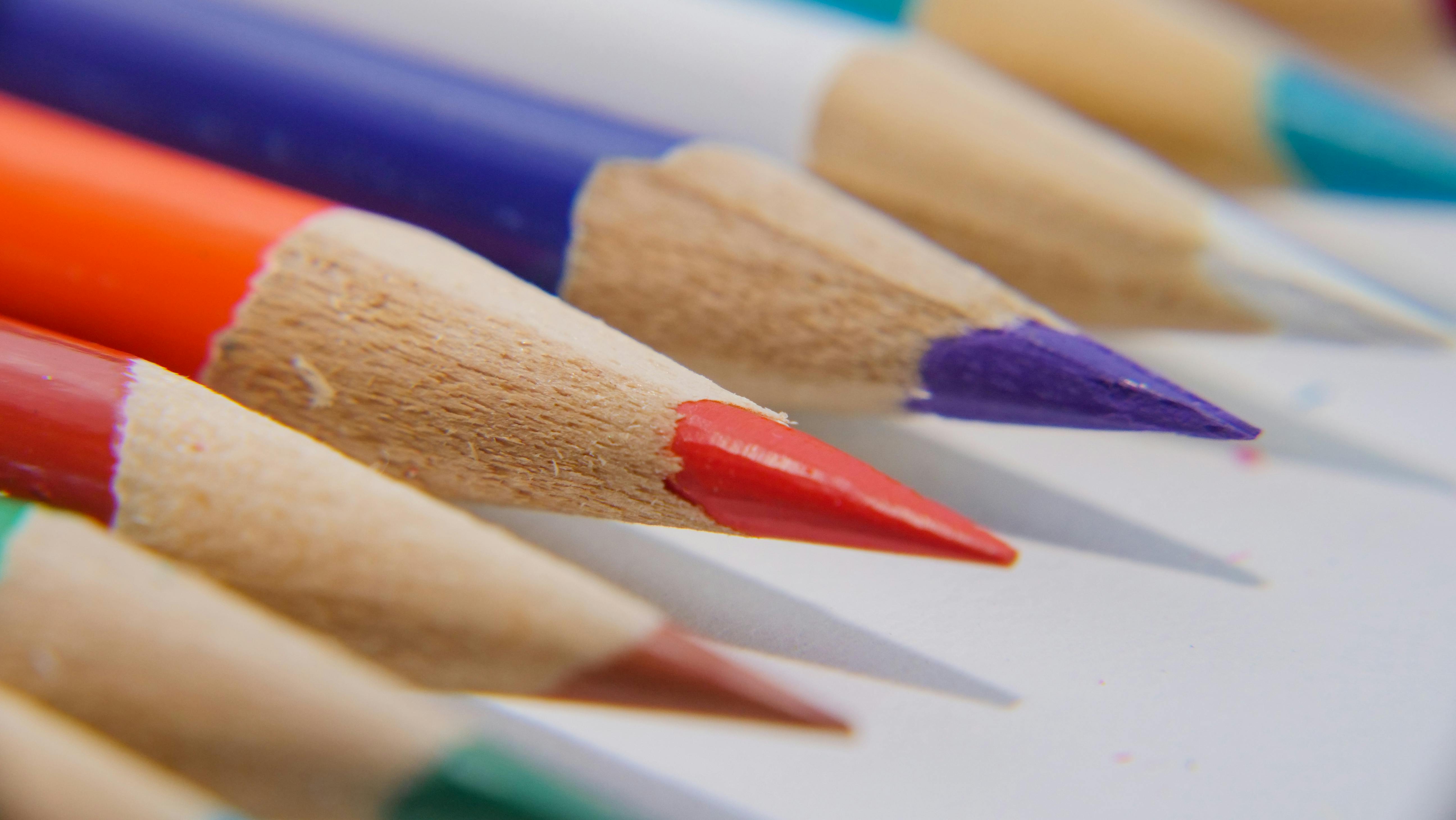 A Close Up Shot Of Sharpened Coloring Pencils Free Stock Photo