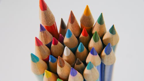 Close-Up Shot of Sharpened Color Pencils