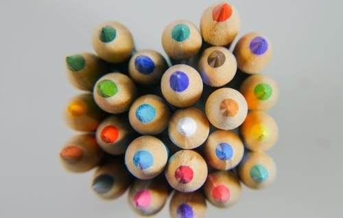 Free Close-Up Shot of a Bunch of Colored Pencils Stock Photo