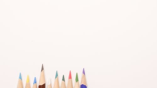 Colorful Colored Pencils on White Background