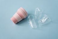 Pink Plastic Cups on White Table