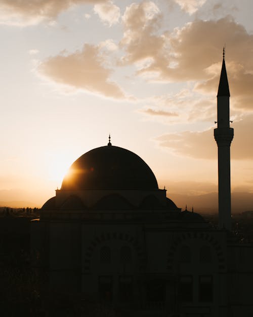 Silhouette Photo of a Mosque during Sunset