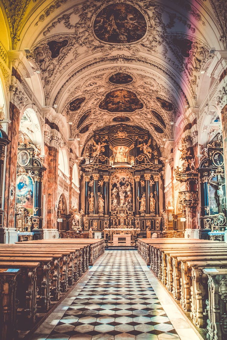 Brown And White Church Interior