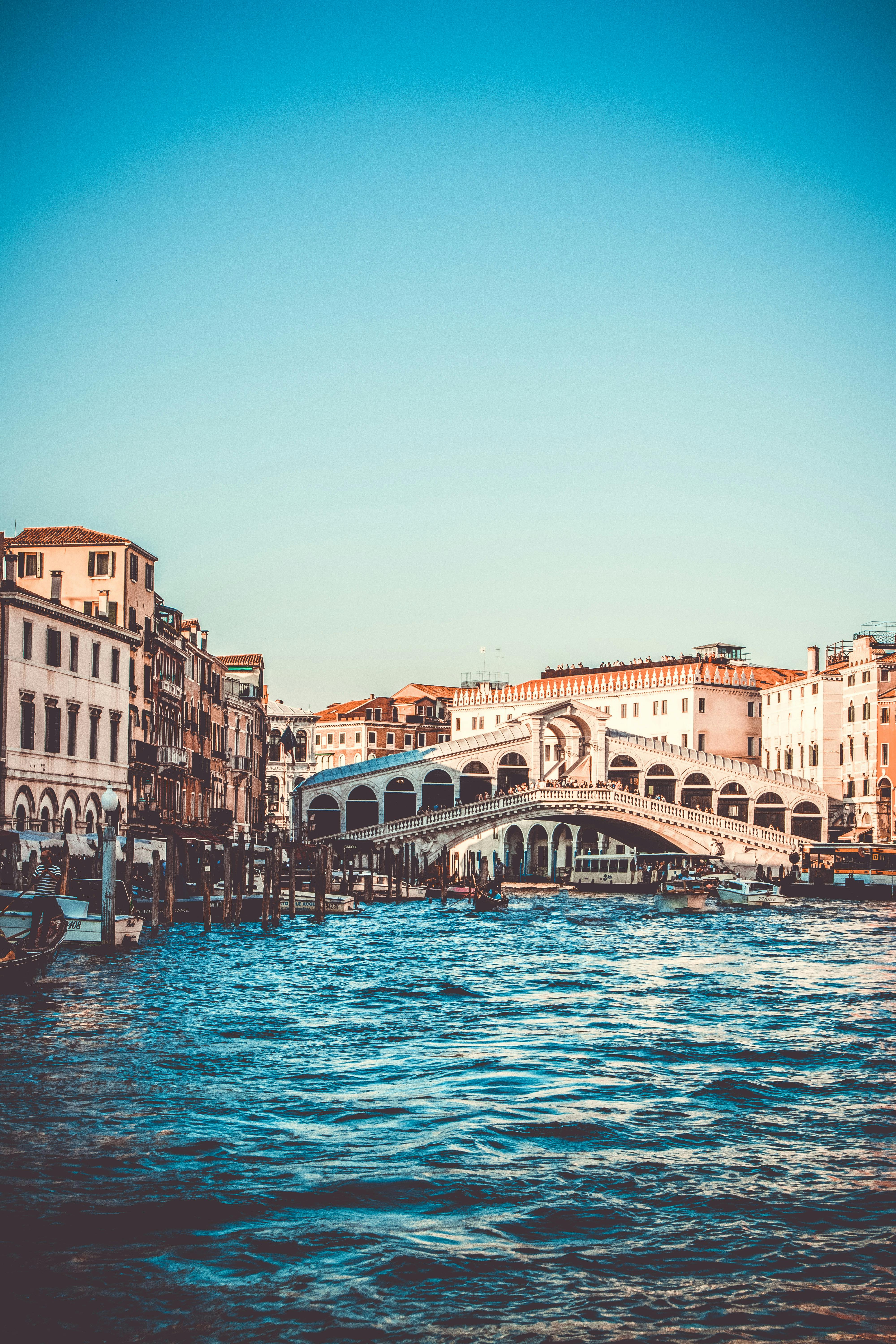 Desktop Wallpapers Venice Italy Sun Canal sunrise and sunset Houses