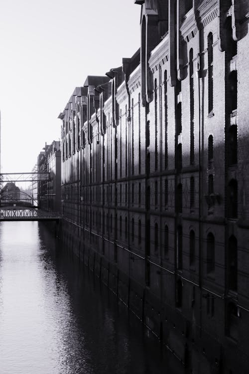 

A Grayscale of Buildings by the Canal