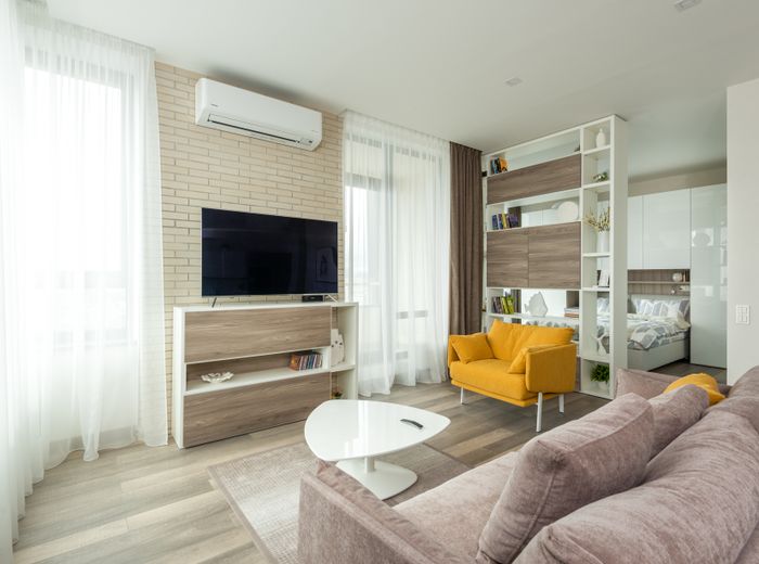 Bedroom with feature wall