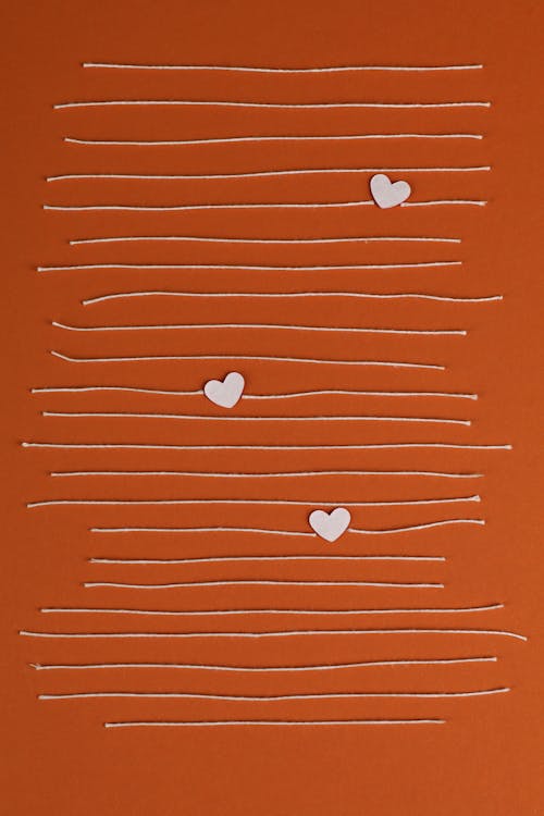 Hearts and Lines with an Orange Background