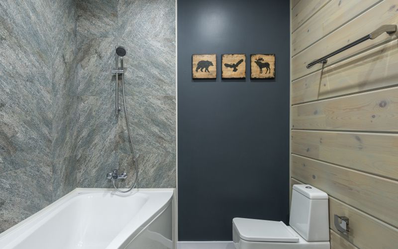 Updated farmhouse cabin bathroom style Crestline CA