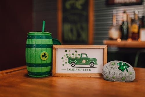 Green and White Ceramic Jar With Lid