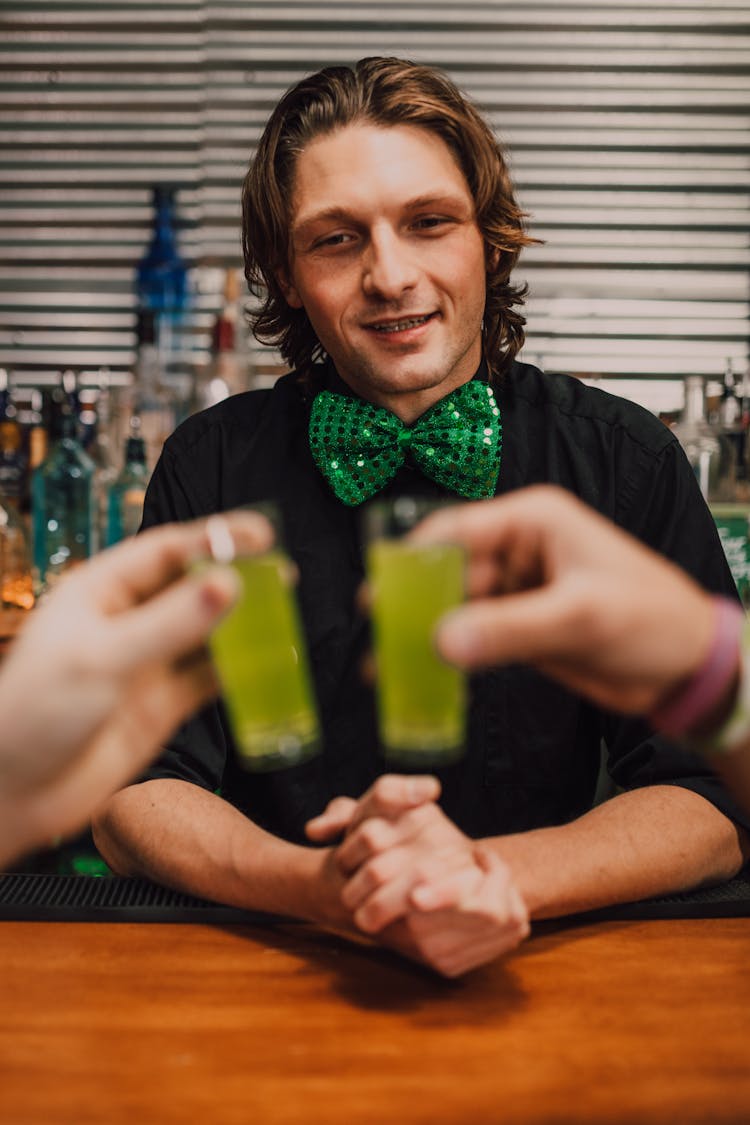 A Man Wearing Green Bow Tie