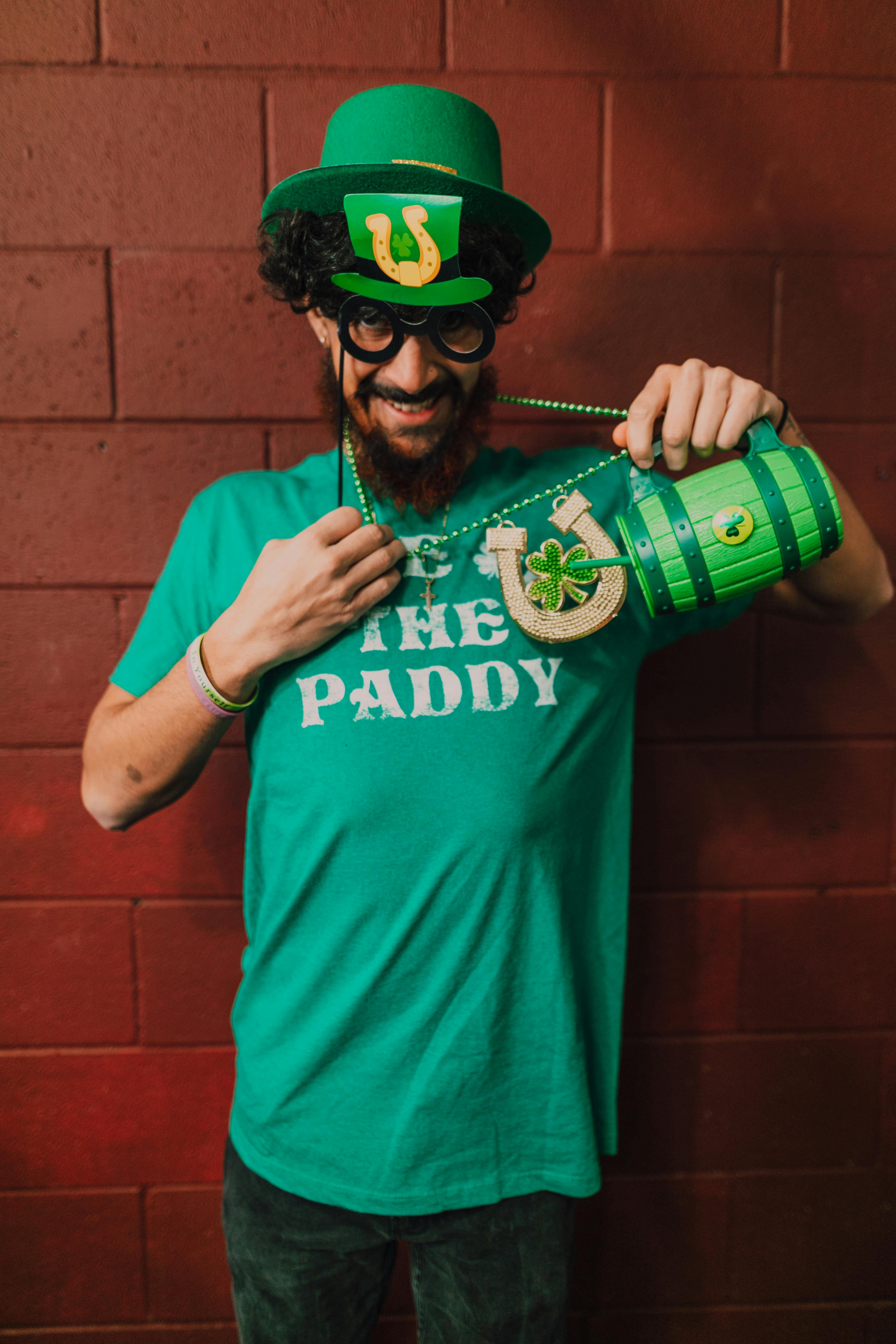 a man in costume for the celebration of st patrick s day