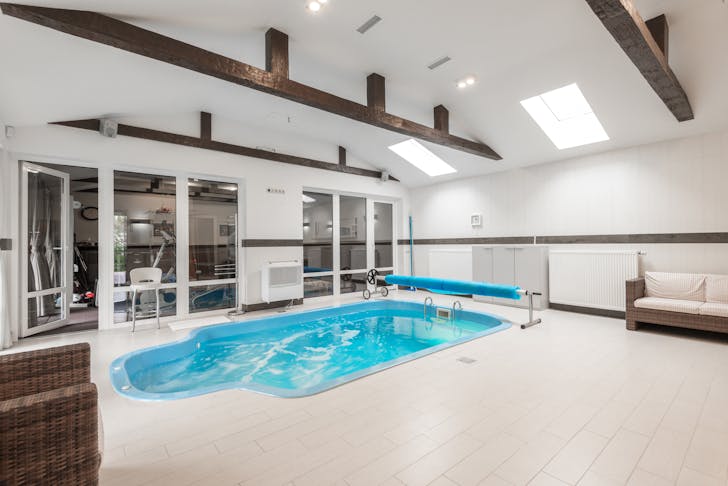 Big swimming pool in spacious house