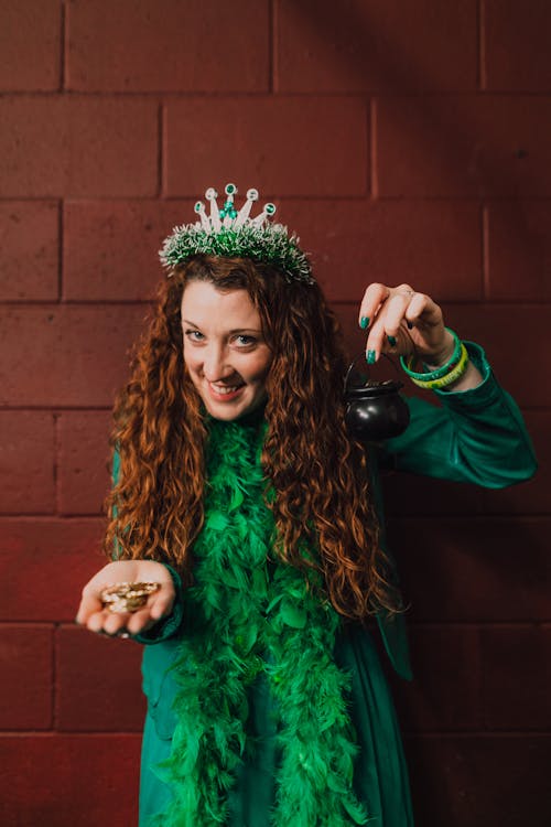 A Woman Wearing a Green Costume on St Patrick's Day