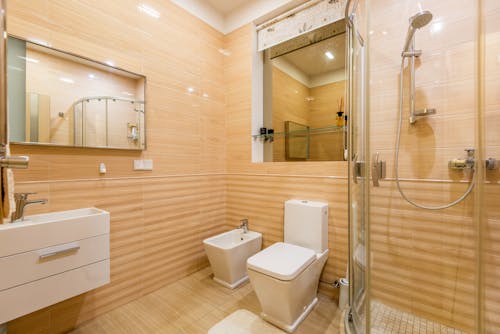 Free Interior of modern light bathroom Stock Photo