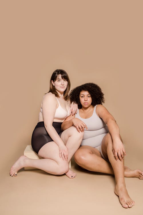 Plus size multiracial models in underwear
