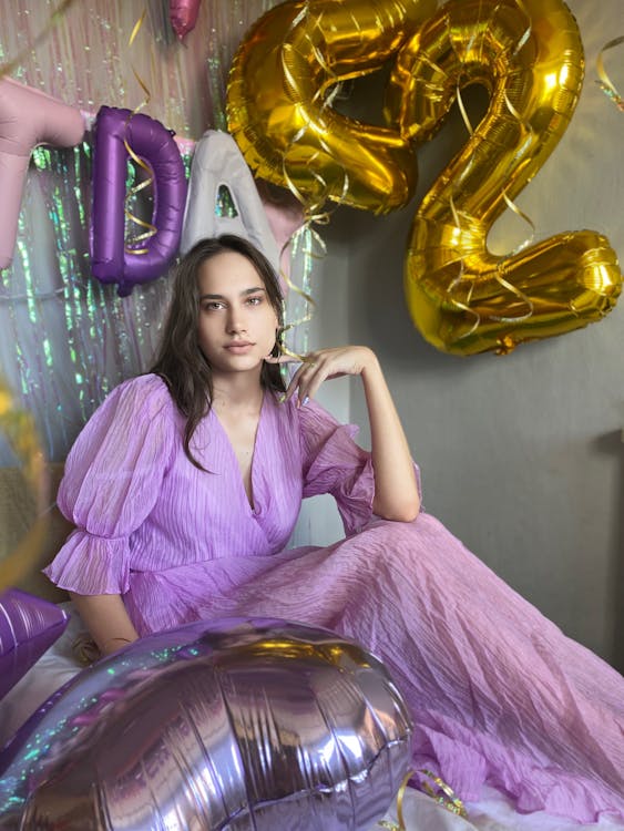 Woman in Purple Dress 