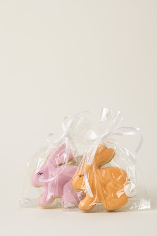 Bunny Shaped Cookies Wrapped in Plastic
