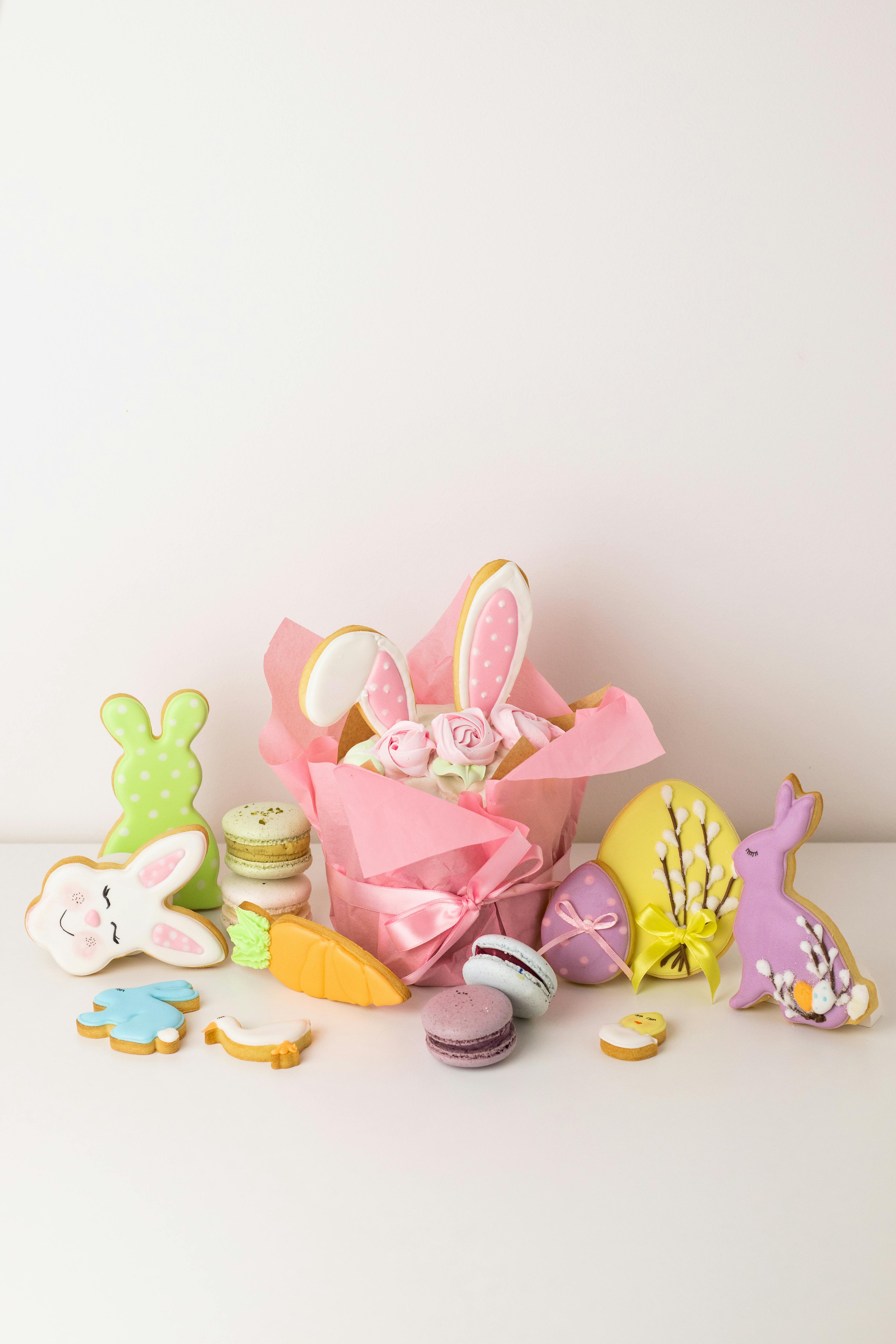 easter pastries on a white surface