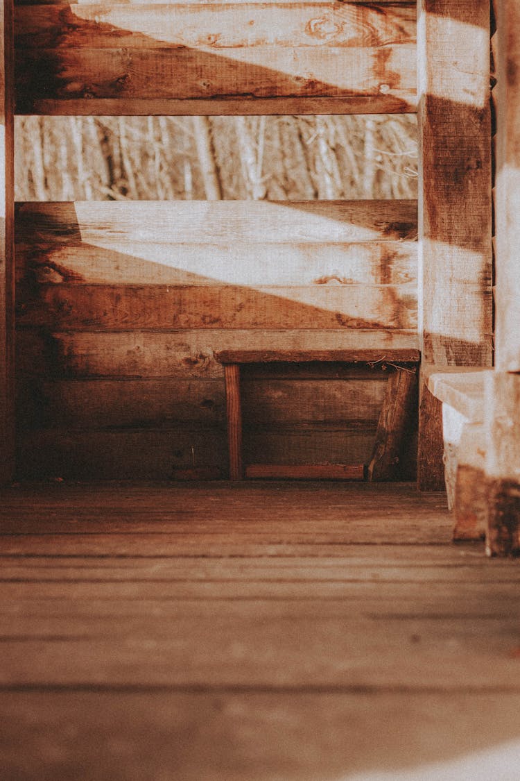 Old Wooden Barn With Bench