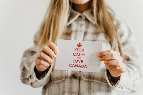 Keep Calm and Love Canada Text on a Card