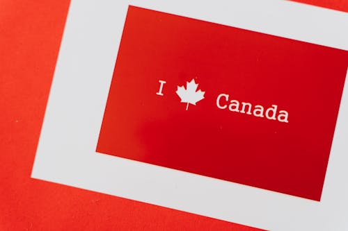 A Red and White I Love Canada Card