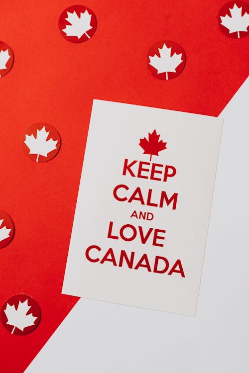 Keep Calm and Love Canada Text on a Card