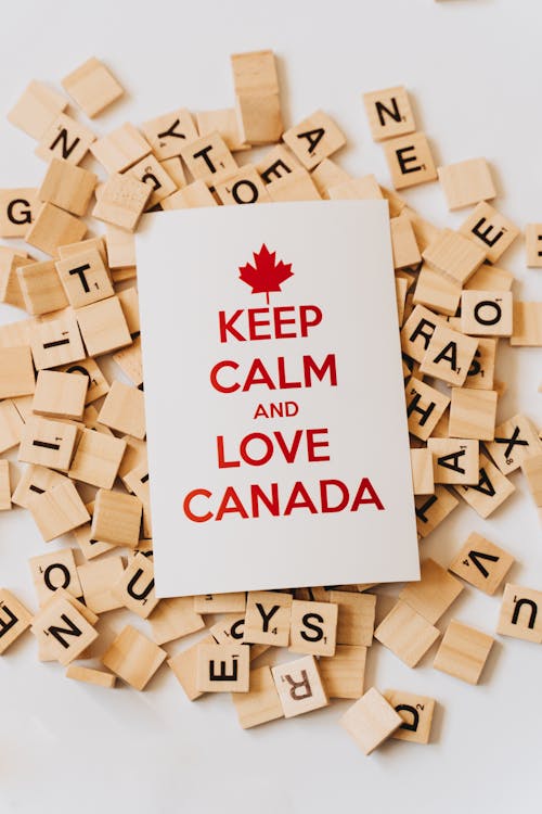 Free Keep Calm and Love Canada Text on a Card Stock Photo
